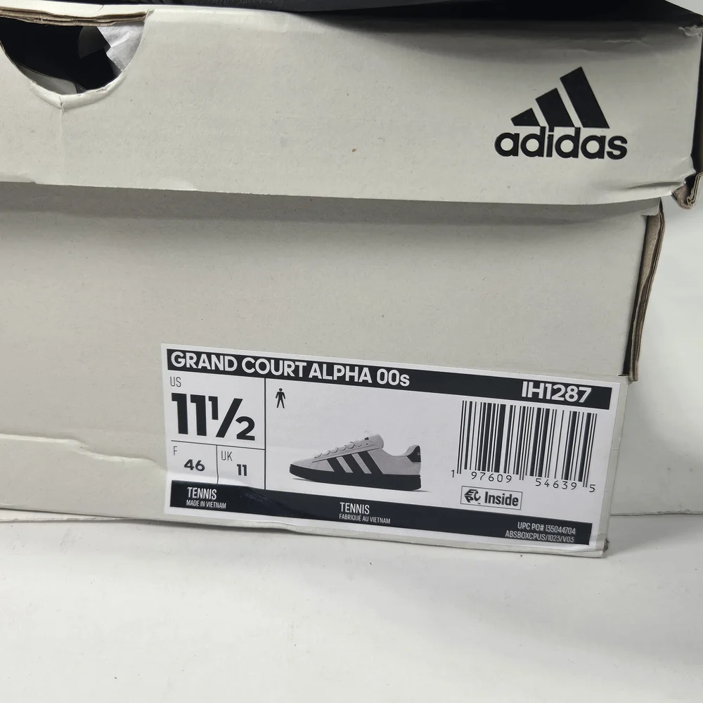 Adidas Grand Court Alph 00s Men's Black and White Sneakers 2 Laces Size 11.5